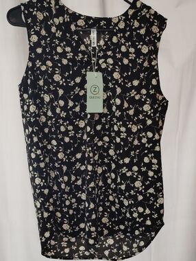 Black Floral Sleeveless Camisole